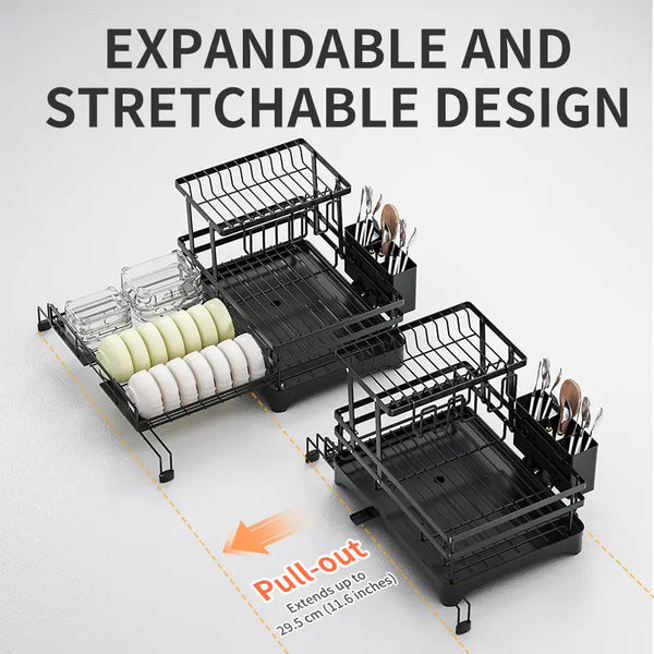 QuickFold Pull-Out Dish Rack Organizer